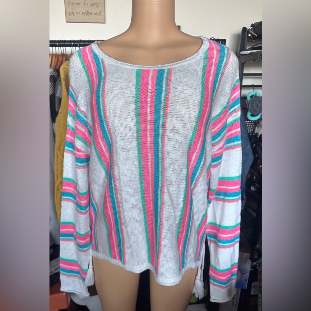 Lilly Pulitzer Pink and Green Striped Sweater